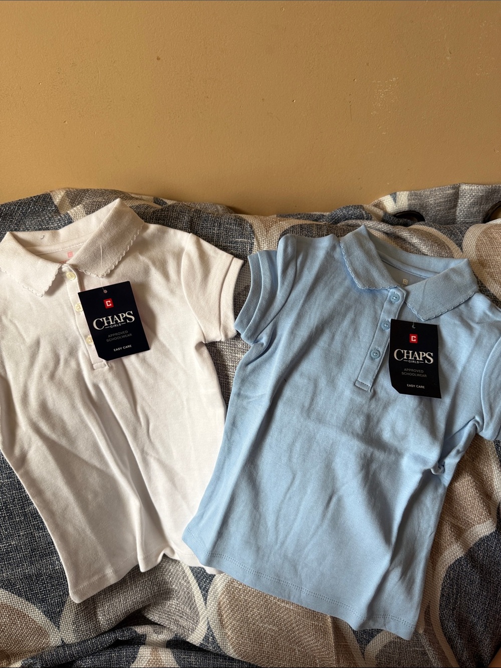 Chaps Girls Polo Pair - White & Light Blue